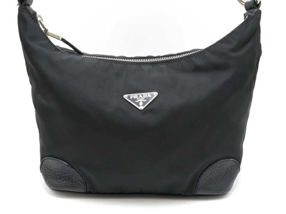 Prada Shoulder Bag Hobo Black Leather